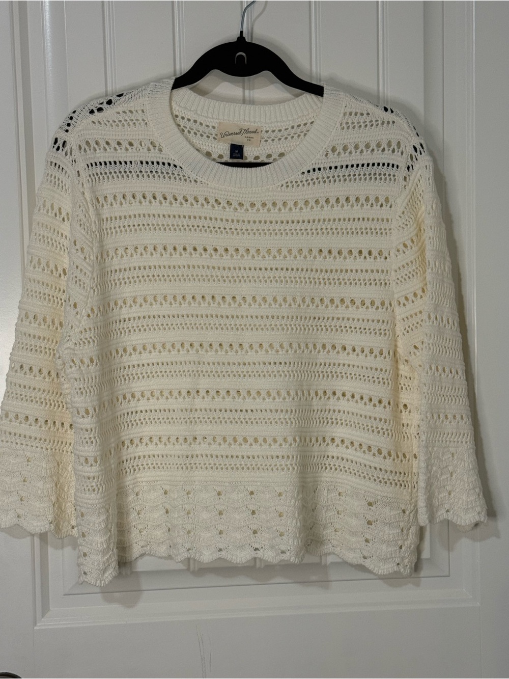 Universal Thread Cream Open-Knit Crewneck Sweater